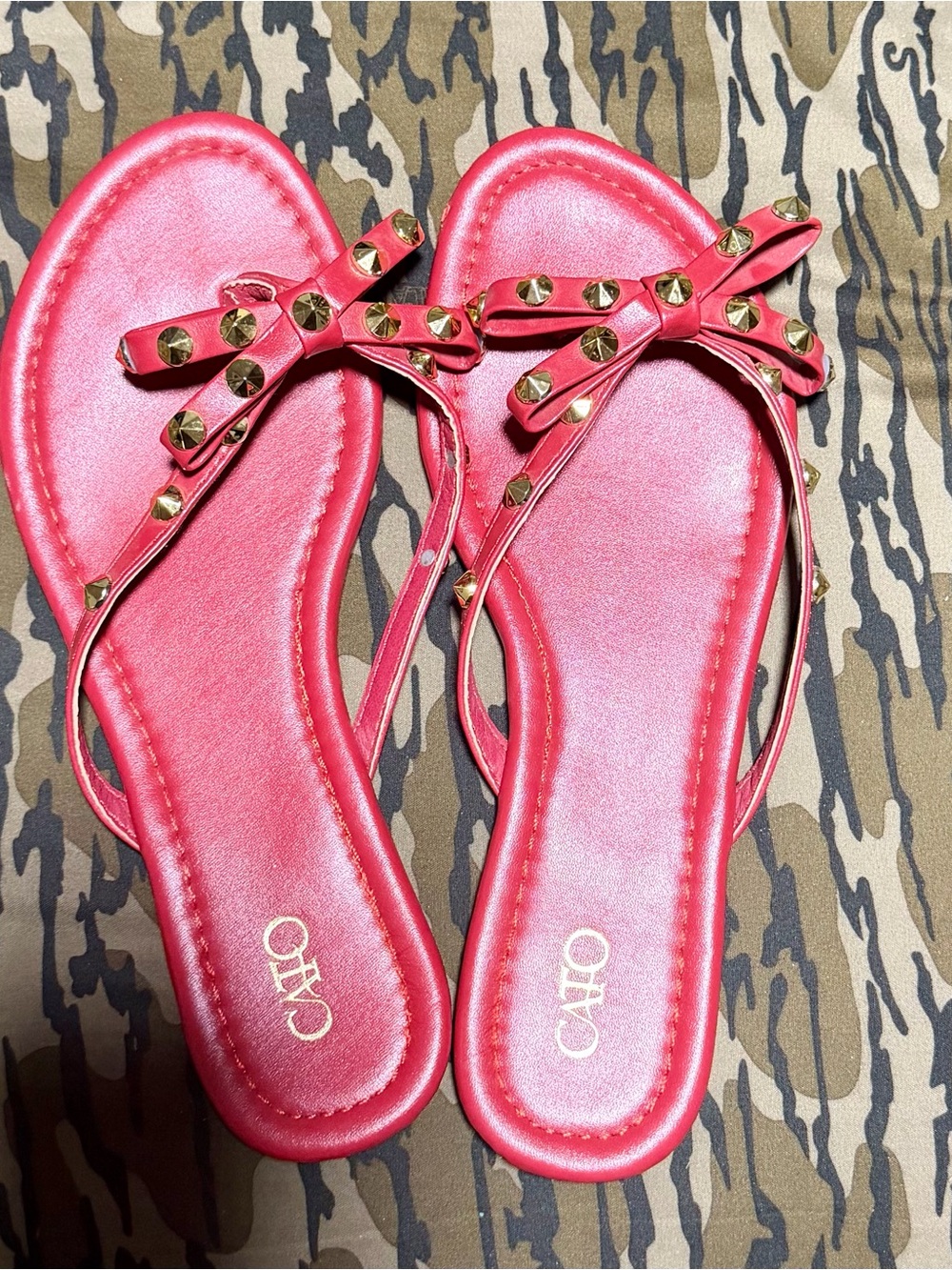 Cato Hot Pink Bow Sandals with Gold Studs